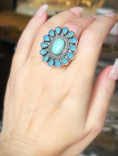 Sterling Silver Amazonite/Chalcedony Custom Ring